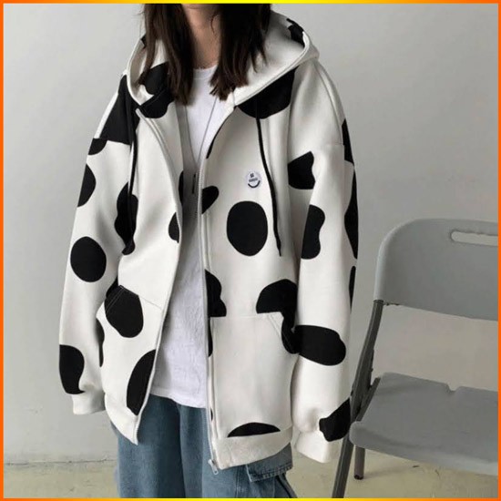 [CAM KẾT 1 ĐỔI 1] Áo khoác nỉ dây kéo Jacket form rộng Bò Sữa