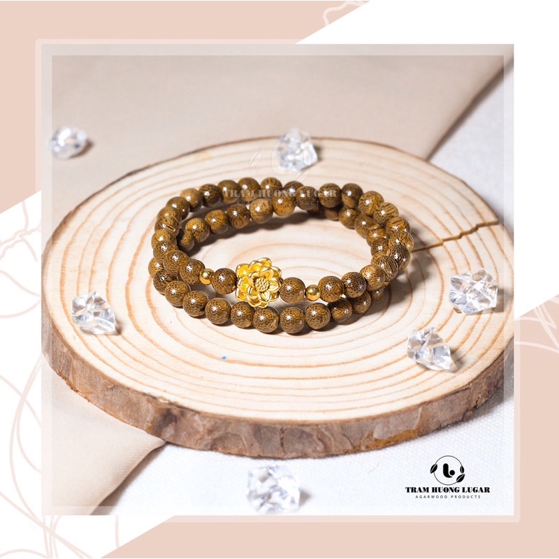 Vòng tay trầm hương - Trầm Hương Lugar - Mix Hoa Sen