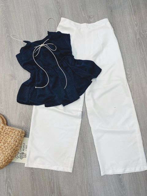 (ẢNH THẬT) SET ĐI BIỂN ÁO HAI DÂY THẮT NƠ LƯNG CÁCH ĐIỆU VÀ QUẦN ỐNG SUÔNG CAO CẤP🌵🌵(CÓ VIDEO)