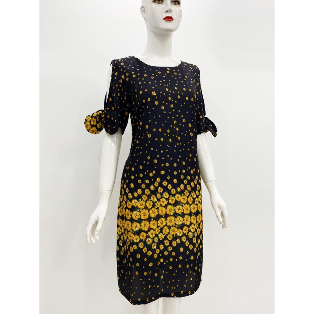 GIÁ CỰC SỐC - ĐẦM SUÔNG BIGSIZE, KIỂU ĐẦM SUÔNG TUỔI TRUNG NIÊN, ĐẦM SUÔNG HOA CÚC PHỐI NƠ TAY D3222