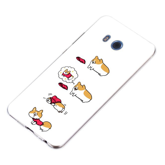 Ốp điện thoại bằng Silicon in hình vẽ chú chó dễ thương dành cho HTC M10/U Ultra/U11/X9/M9/Desire 12/12+