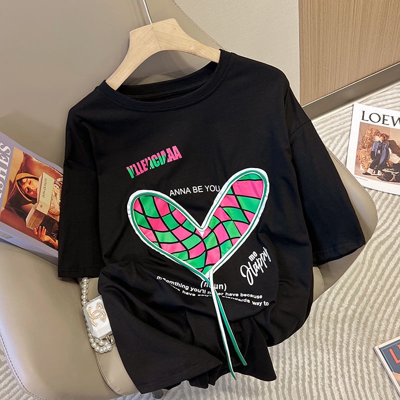 (MớI) Áo Thun NgắN Tay In HọA TiếT Đơn GiảN Cho Nữ