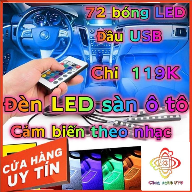 Đèn led sàn o tô 72 bóng, cảm biến theo nhạc