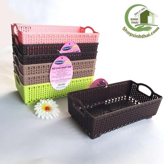 Rổ nhựa đựng mỹ phẩm, đồ đạc - rổ chữ nhật nhí 20cm x 10cm x 7cm - giao màu ngẫu nhiên