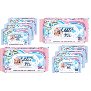 [Combo 5 gói] Khăn Ướt Bobby 100 tờ (HỒNG/XANH)