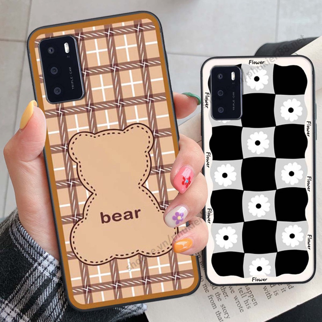 Ốp lưng Oppo A16 ốp điện thoại LineBear, bé tóc xù, hoa siêu đẹp