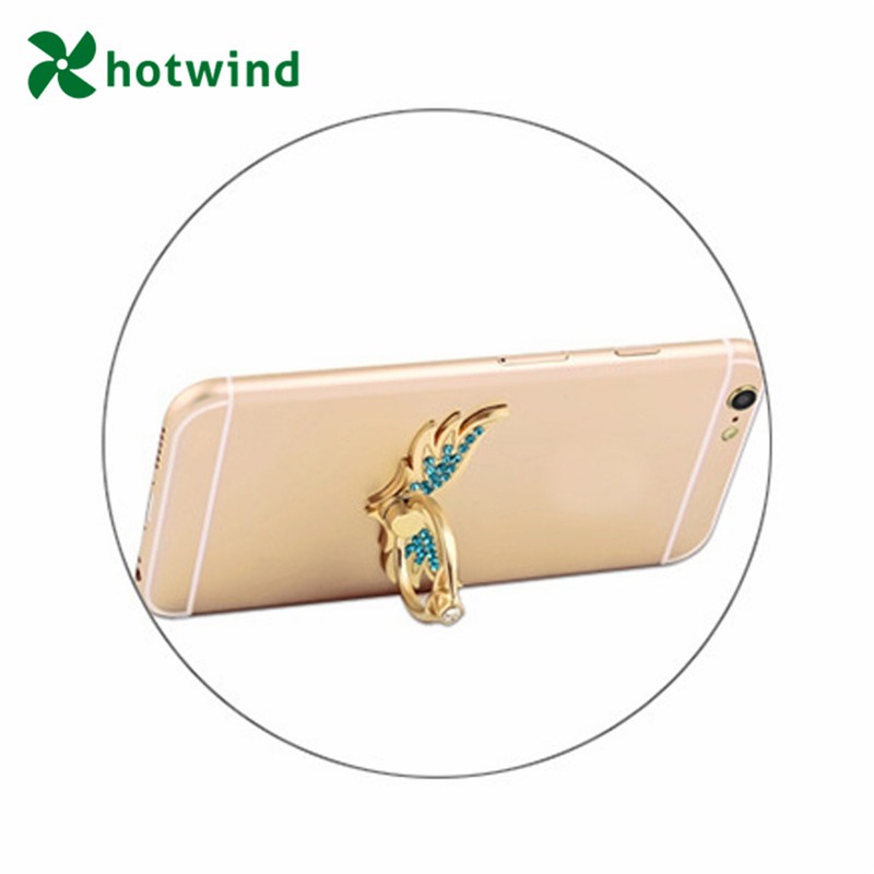 HW Angel Wings Metal Multifunctional Fall Proof Folding Ring Mobile Phone Holder