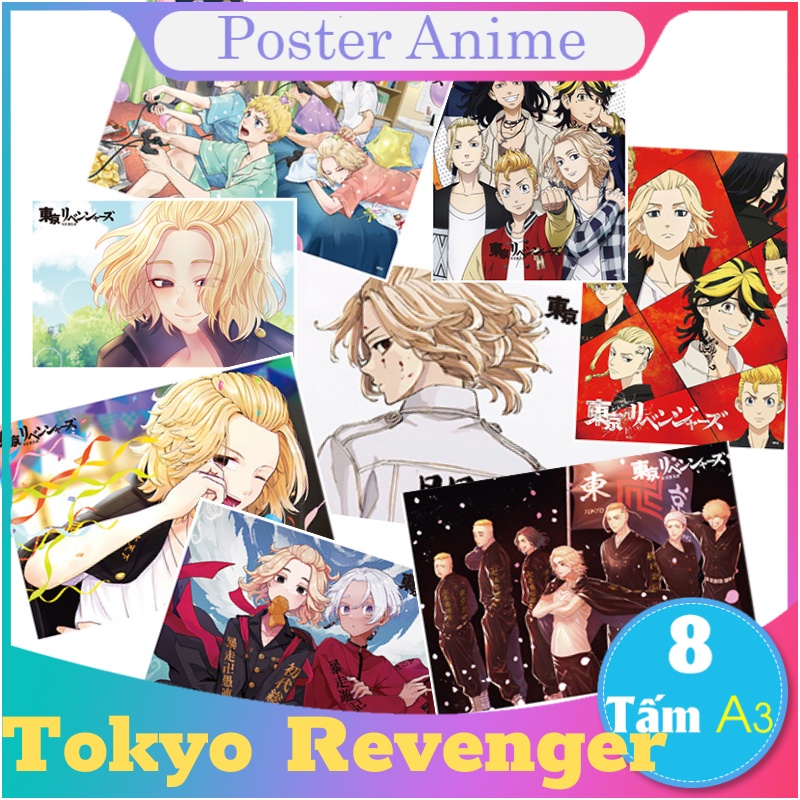 Tokyo Revengers Set 8 tấm tranh poster to bự A3 anime siêu chất