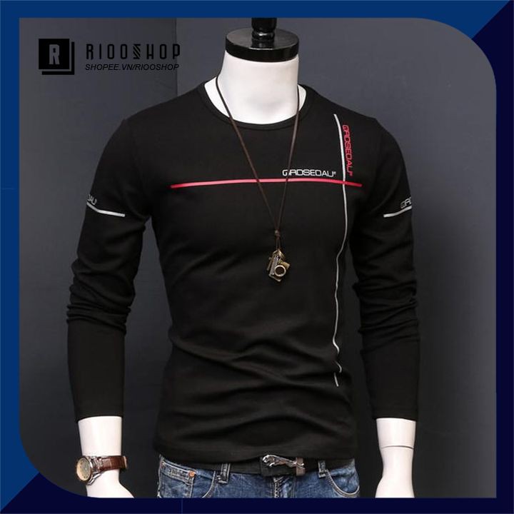 Áo thun nam tay dài hàn quốc góc vuông RKL016- áo phông nam dài tay đẹp Riooshop | BigBuy360 - bigbuy360.vn
