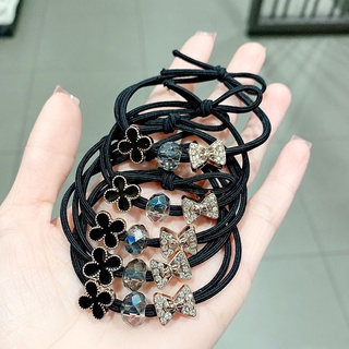Dây cột tóc cao su co giãn hình hoa và nơ đính đá phong cách hàn quốc