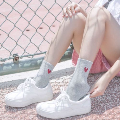 Vớ cotton qua mắt cá chân hình trái tim xinh xắn