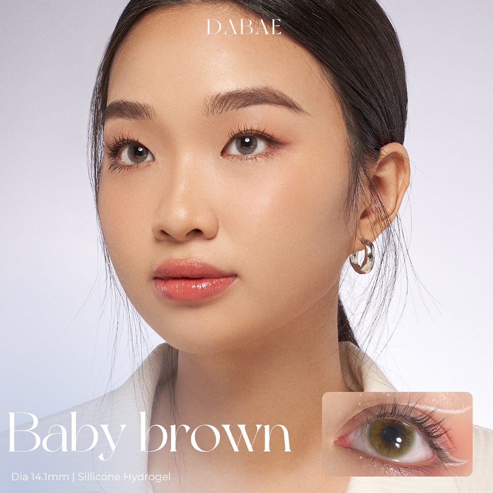 lens mắt tự nhiên cận kính áp tròng Hàn Quốc BABY BROWN DABAE