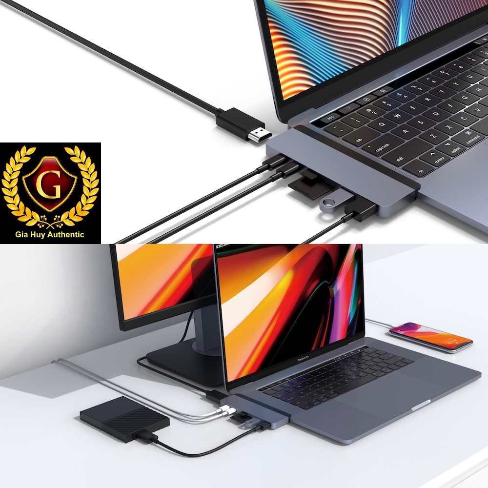 Cổng chuyển HYPERDRIVE DUO 7-IN-2 (VERSION 2) HDMI 4K 60HZ với cáp USB-C HUB 100W PD Macbook Pro/ iPad / iPhone/ Laptop