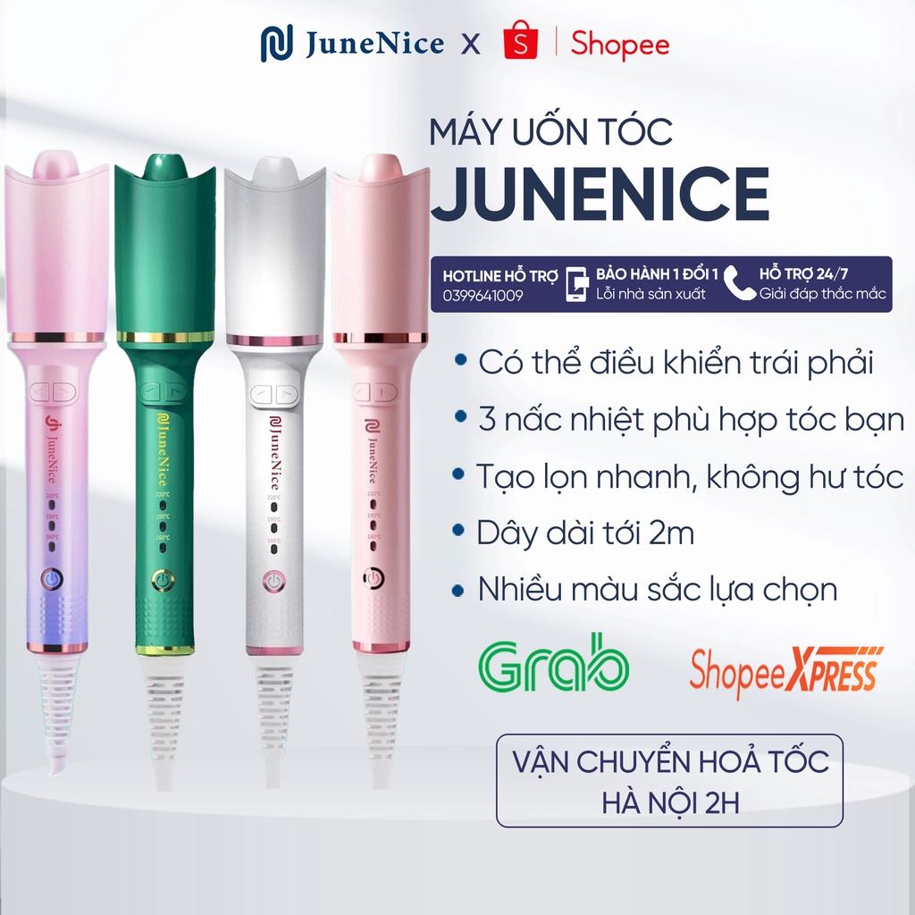 Máy Uốn Tóc Tự Động June Nice, Máy Tạo Kiểu Tóc Với 3 Nấc Nhiệt Độ Khác Nhau Dây Điện Dài [Hà Nội ship hoả tốc]