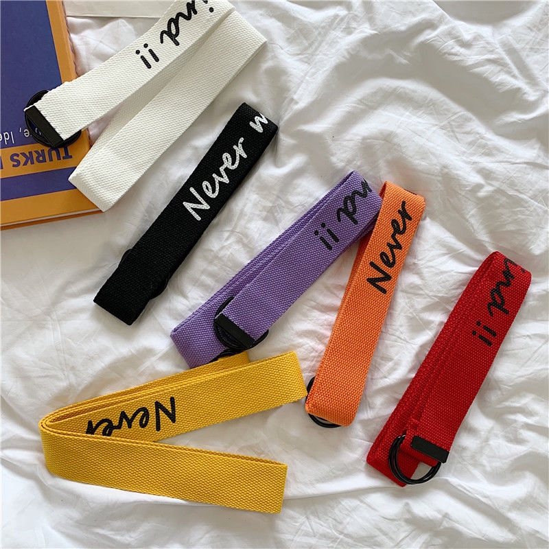 Thắt Lưng Vải Canvas Phối Khóa Hai Vòng Tròn Thời Trang Unisex 22556