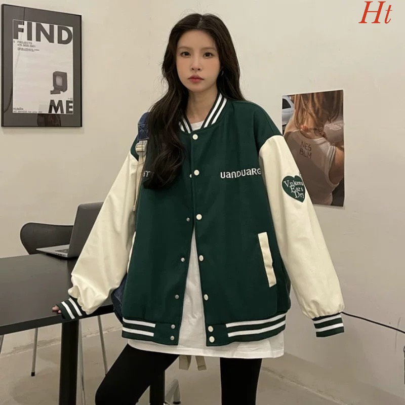 Áo Bomber nỉ Tim Una ❣️ chất liệu: nỉ cotton Túi cơi cực đẹp, cúc bấm sịN sò ❌2 màu: đen, xanh rêu