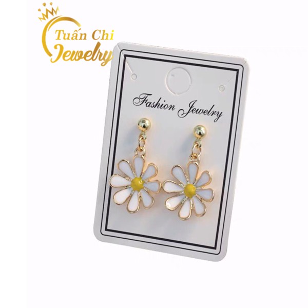 Bông Tai Bạc ⚡ BẠC ĐẸP⚡ Khuyên Tai Bạc Nữ Họa Tiết Hình Hoa Cúc Họa Mi Trẻ Trung, Năng Động