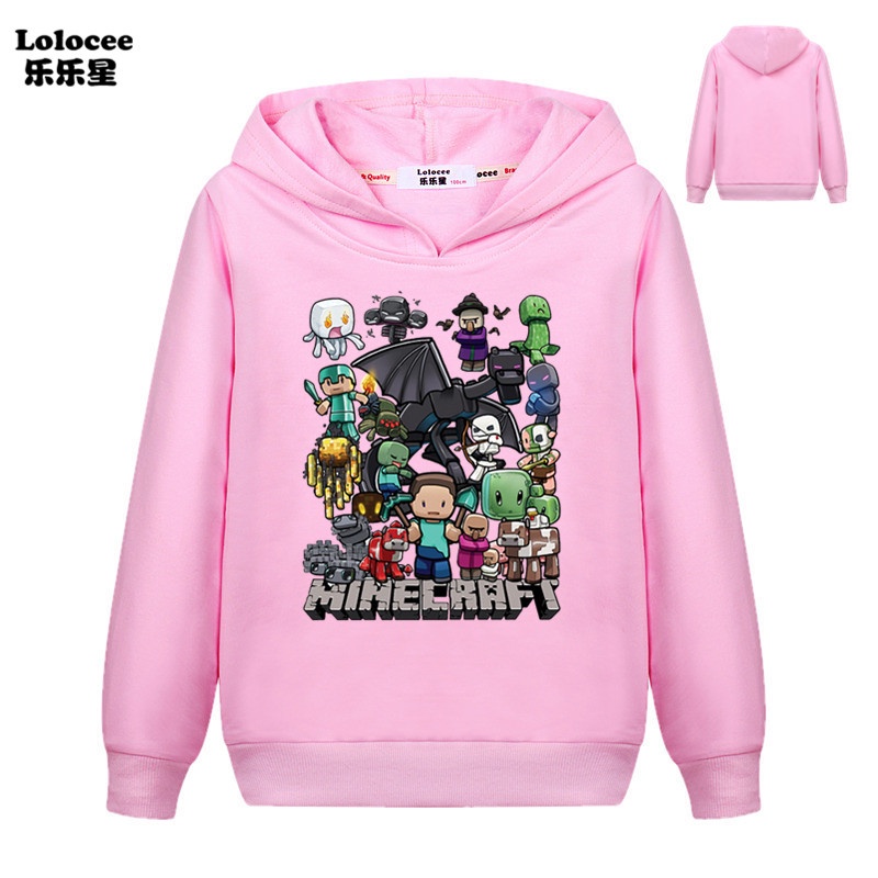 Áo Hoodie Tay Dài In Hình Trò Chơi Minecraft Cho Bé 4-14 Tuổi