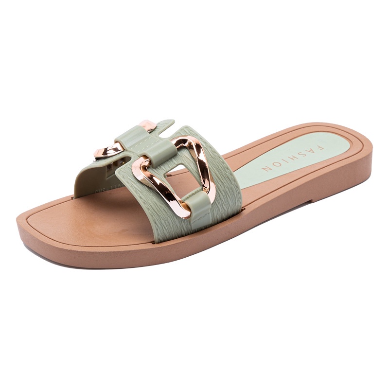 Dép Sandal Mùa Hè 2022 Đế Phẳng Có Khóa Kim Loại Đơn Giản Màu Sắc Thời Trang Phong Cách Mới Cho Nữ