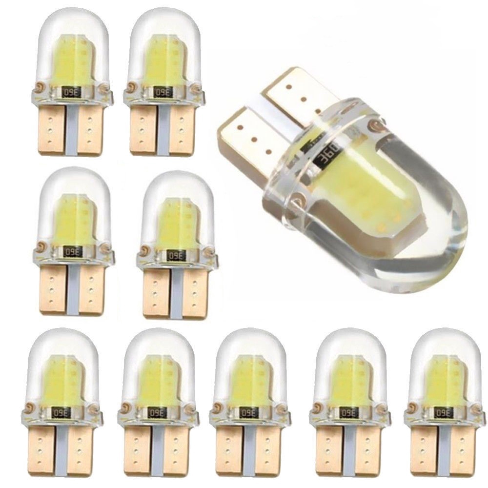 Set 10 Đèn LED T10 194 168 W5W COB 4 SMD Ánh Sáng Trắng Dành Cho Ô Tô