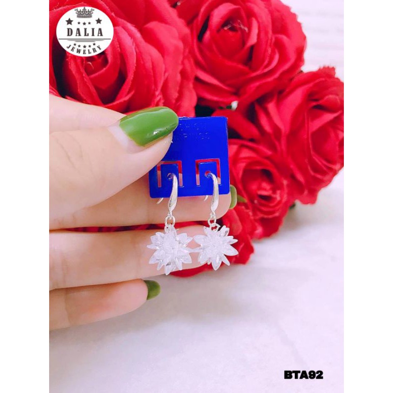 Bông tai bạc nữ dạng móc đá pha lê tuyết DaLiA Jewelry khuyên tai bạc chùm hoa xinh