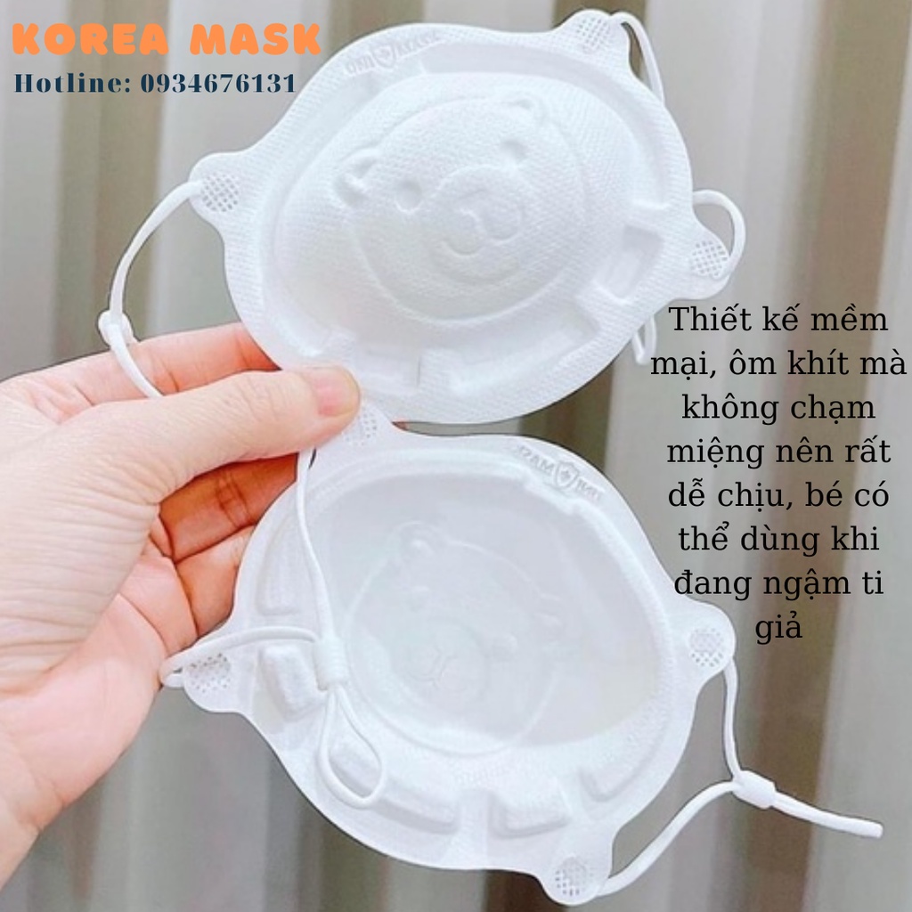 Khẩu Trang Gấu Sơ Sinh Uni Mask Cho Bé Nhỏ Set 3 Cái cho bé từ 1-3 tuổi, lọc bụi kháng khuẩn cho bé 8-12kg