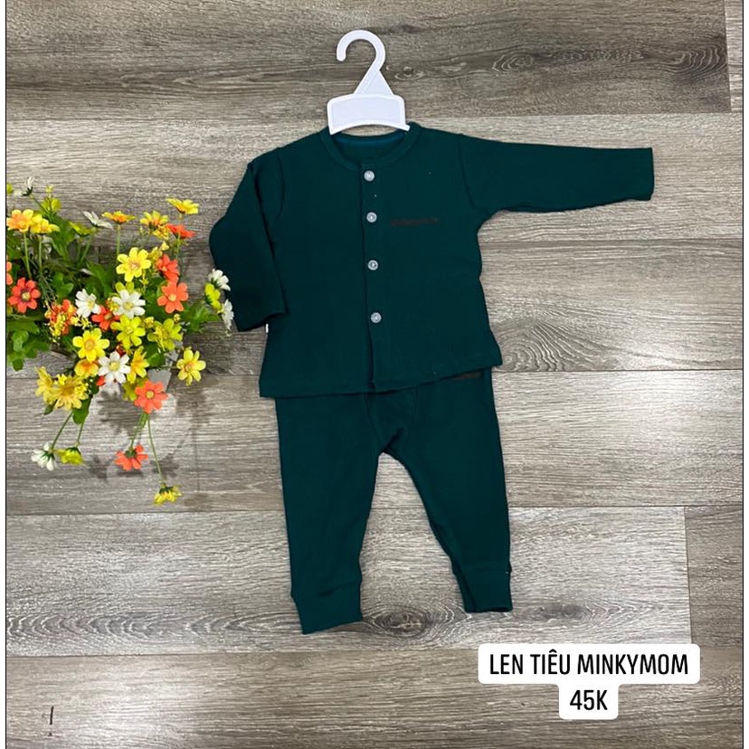 Bộ len tiêu Minky Mom cúc giữa, bộ dài tay minky mom cho bé trai, bé gái