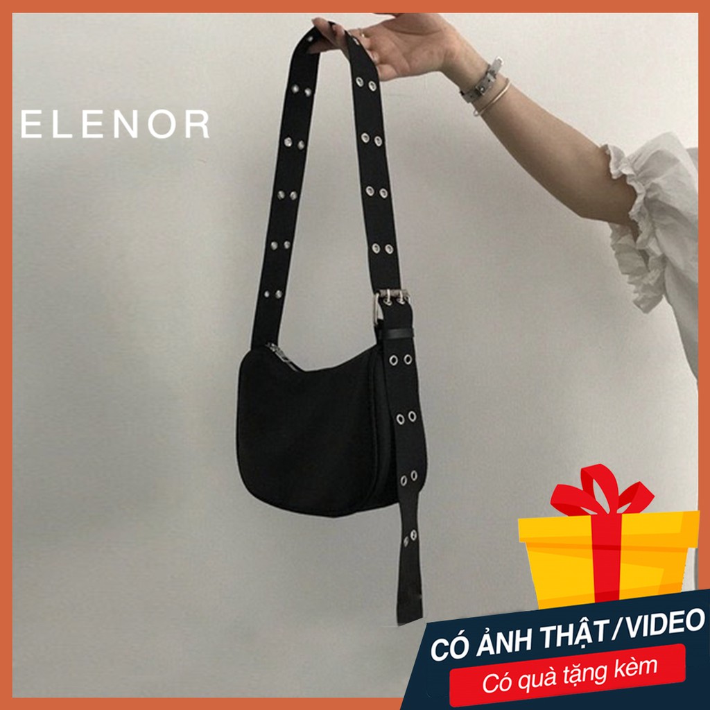 [Mã WAMT2405 giảm 10K đơn 0K] Túi Đeo Chéo Nữ ELENOR Dây Nhiều Lỗ Màu Đen Thiết Kế Đơn Giản Phong Cách Hàn Quốc TC22