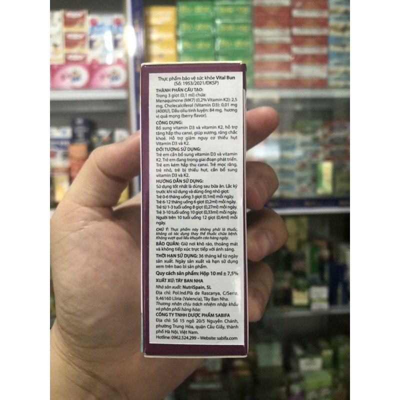 Vitalbun D3 K2 tăng chiều cao, VITALBUN D3 K2