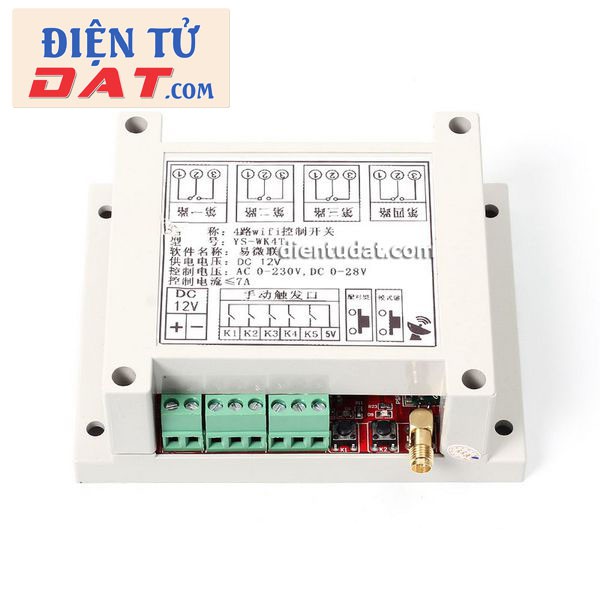 Mạch Điều Khiển 4 Relay Qua Wifi 12VDC - Dùng APP