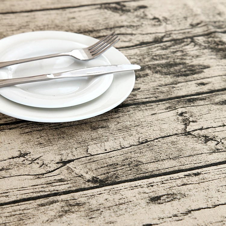 KB011 Vẫn gỗ xám Khăn trải bàn canvas SISTER'S họa tiết màu gỗ xám đậm vải bố trang trí bàn ăn
