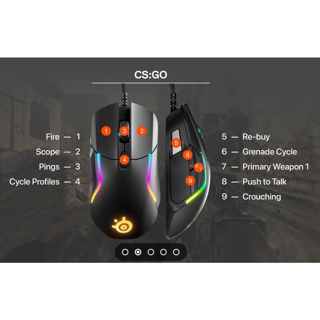 Chuột chơi game Steelseries Rival 5 Perfect for all (100–18,000 in 100 CPI Increments)