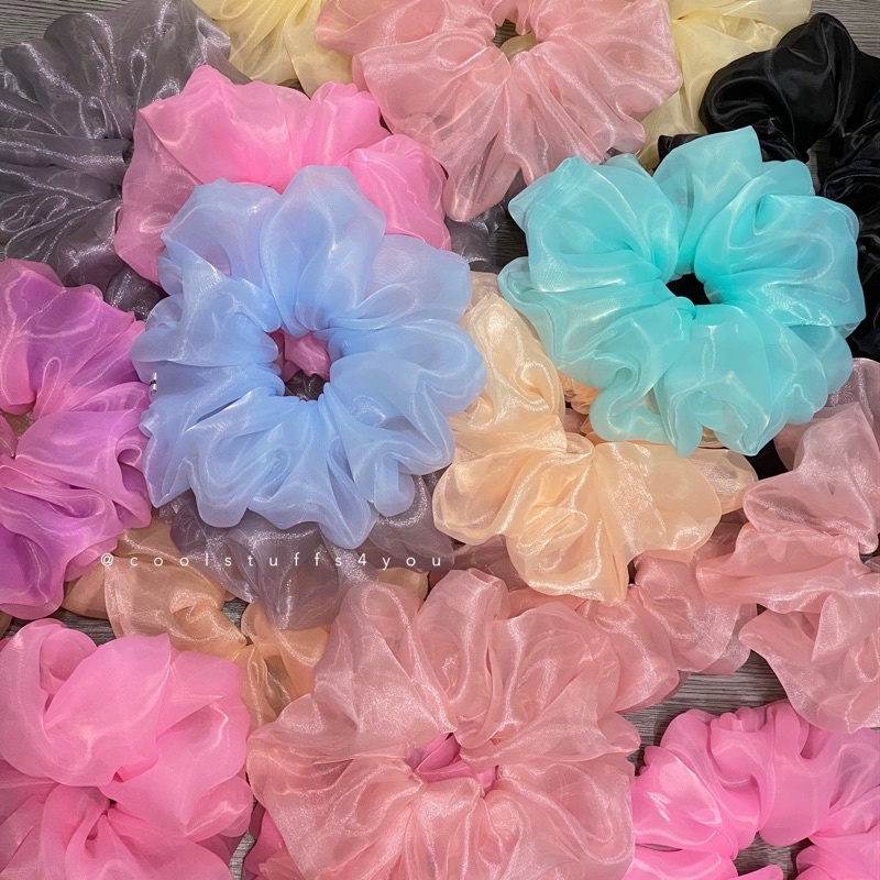 Đồ buộc tóc scrunchies bigsize siêu to voan phồng nhiều màu