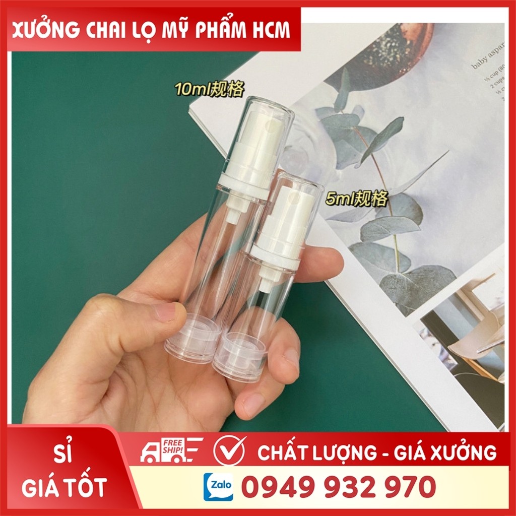 Chai Hút Chân Không 5ml/10ml - Chai Lọ Nhựa Trong Suốt Xịt Nhỏ Giọt Sáng Chiết  Mỹ Phẩm, Serum Du Lịch