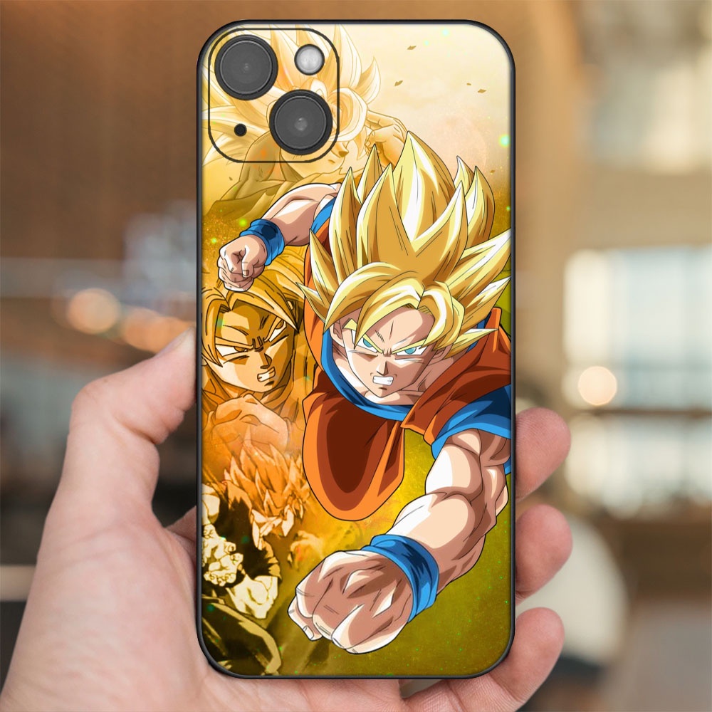 Ốp lưng iPhone 14 Plus dẻo đen cạnh vuông in hình Goku Dragon Ball