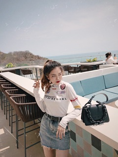 (Ảnh thật M chụp) Áo Tay Dài Croptop Sticker 🌟