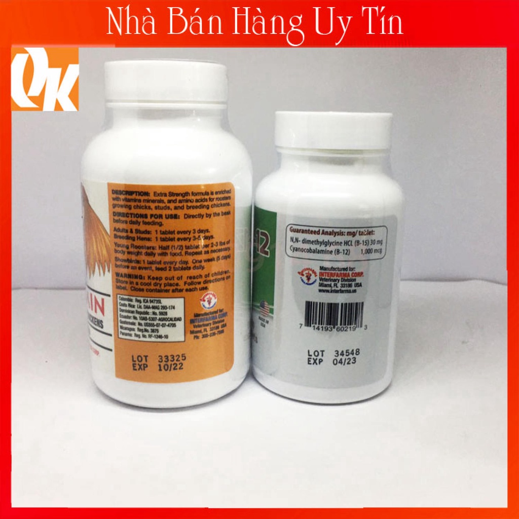 Combo 50 Viên Gallomin + 50 Viên B15 B12 -Nuôi Gà Chế Độ Đá