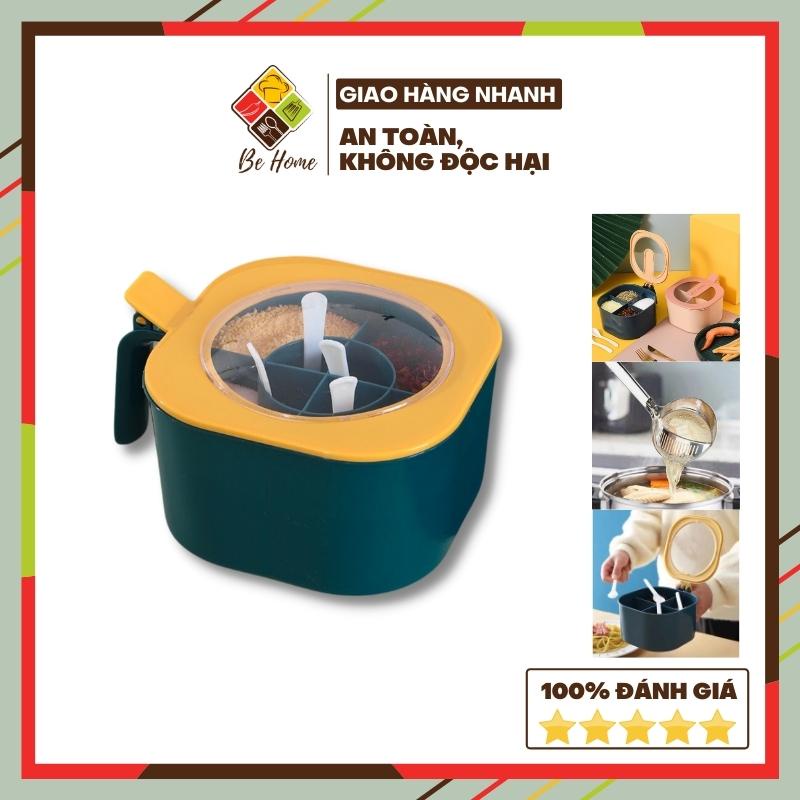 Hộp Đựng Gia Vị BEHOMEMALL Hộp gia vị Chia 4 Ngăn Tiện Ích Nhà Bếp
