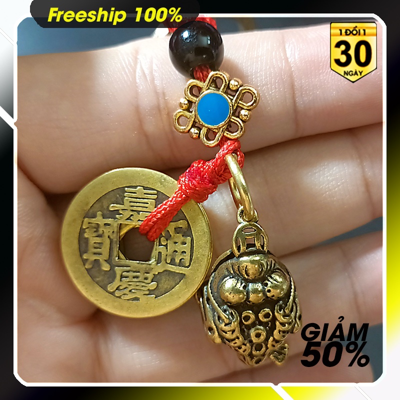 Móc khóa phong thủy đồng thau 5 Xu ngũ hoàng Thần tài-hổ-Rồng-cóc-kỳ lân đẹp may mắn trong mang lại nhiều phúc lộc .