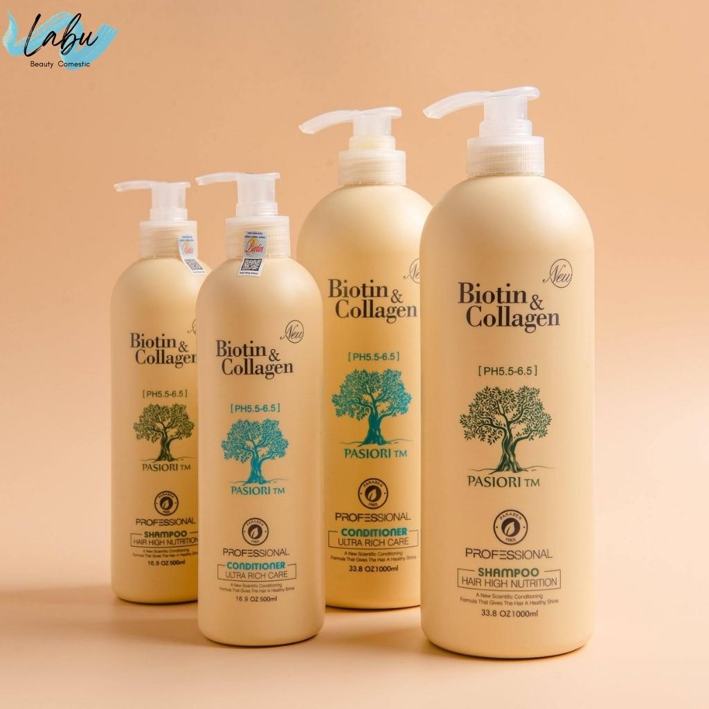 Cặp Dầu Gội Xả Biotin Collagen, Dầu Gội Xả Cặp Collagen Phục Hồi Hư Tổn, Giảm Rụng Tóc, Trị Gàu Labu Beauty
