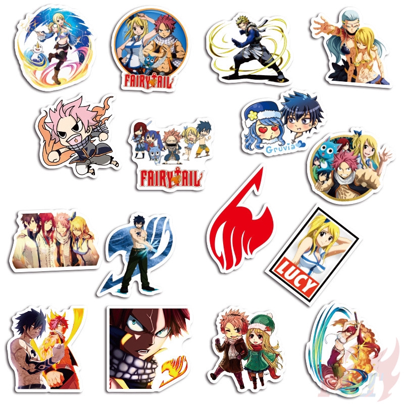 ❉ Fairy Tail - Series 05 Anime Natsu Lucy Erza Happy Stickers ❉ 50Pcs/Set Waterproof DIY Fashion Decals Doodle Stickers