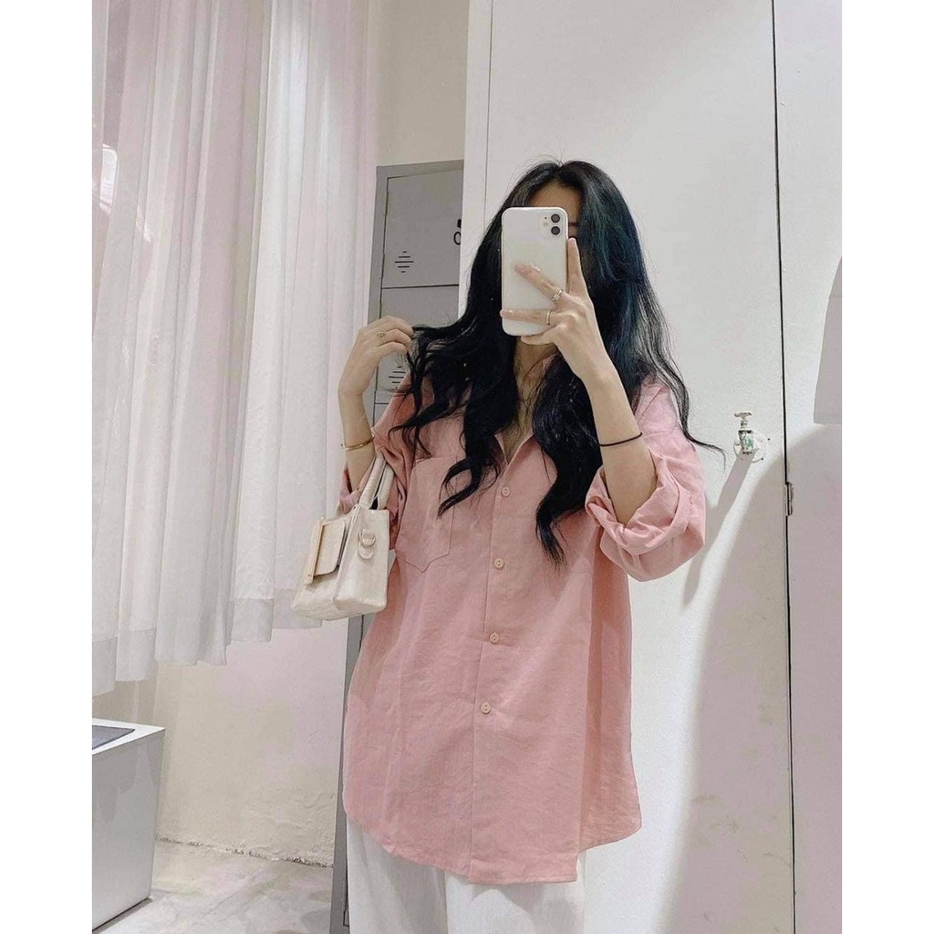 Bán sỉ Sét đũi áo sơ mi túi ngực mix quần xuông cho nữ