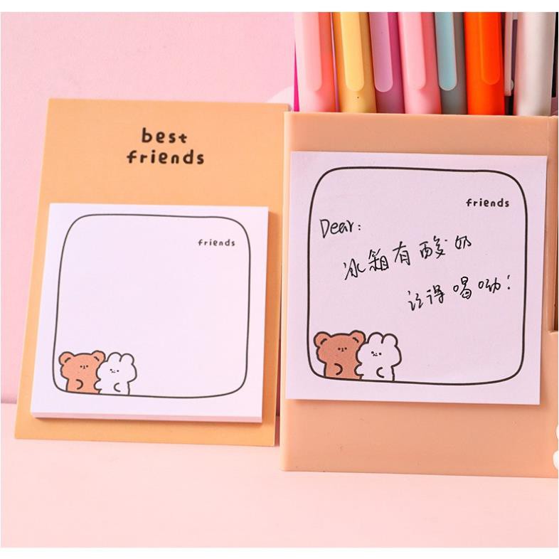 Giấy note ghi chú dán được hình gấu nâu thỏ trắng cute dễ thương (30 tờ) D-19