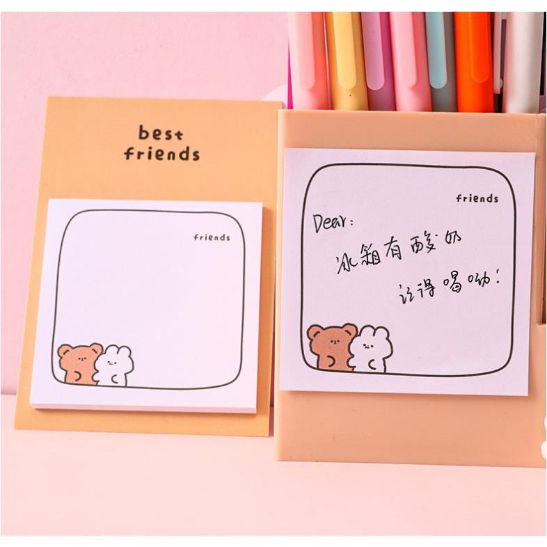 Giấy note ghi chú dán được hình gấu nâu thỏ trắng cute dễ thương (30 tờ) GN37