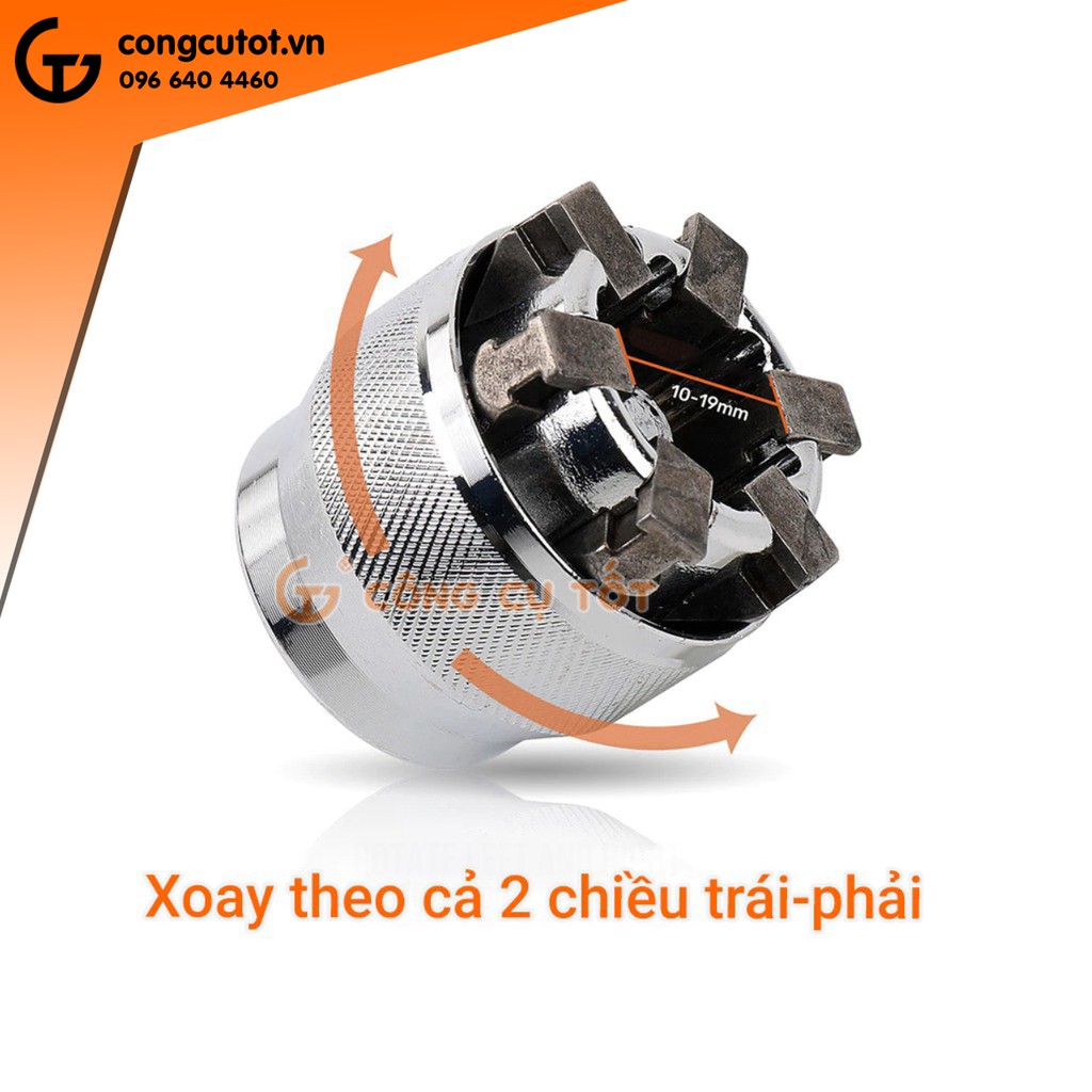 Đầu khẩu vặn ốc 3/8&quot; điều chỉnh vô cấp 10-19mm thay thế cho 30 loại đầu khẩu