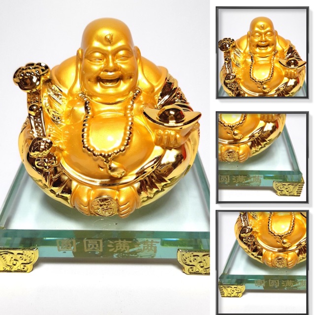Phật Di Lặc ngồi đế thủy tinh - Vật phẩm phong thủy phát tài
