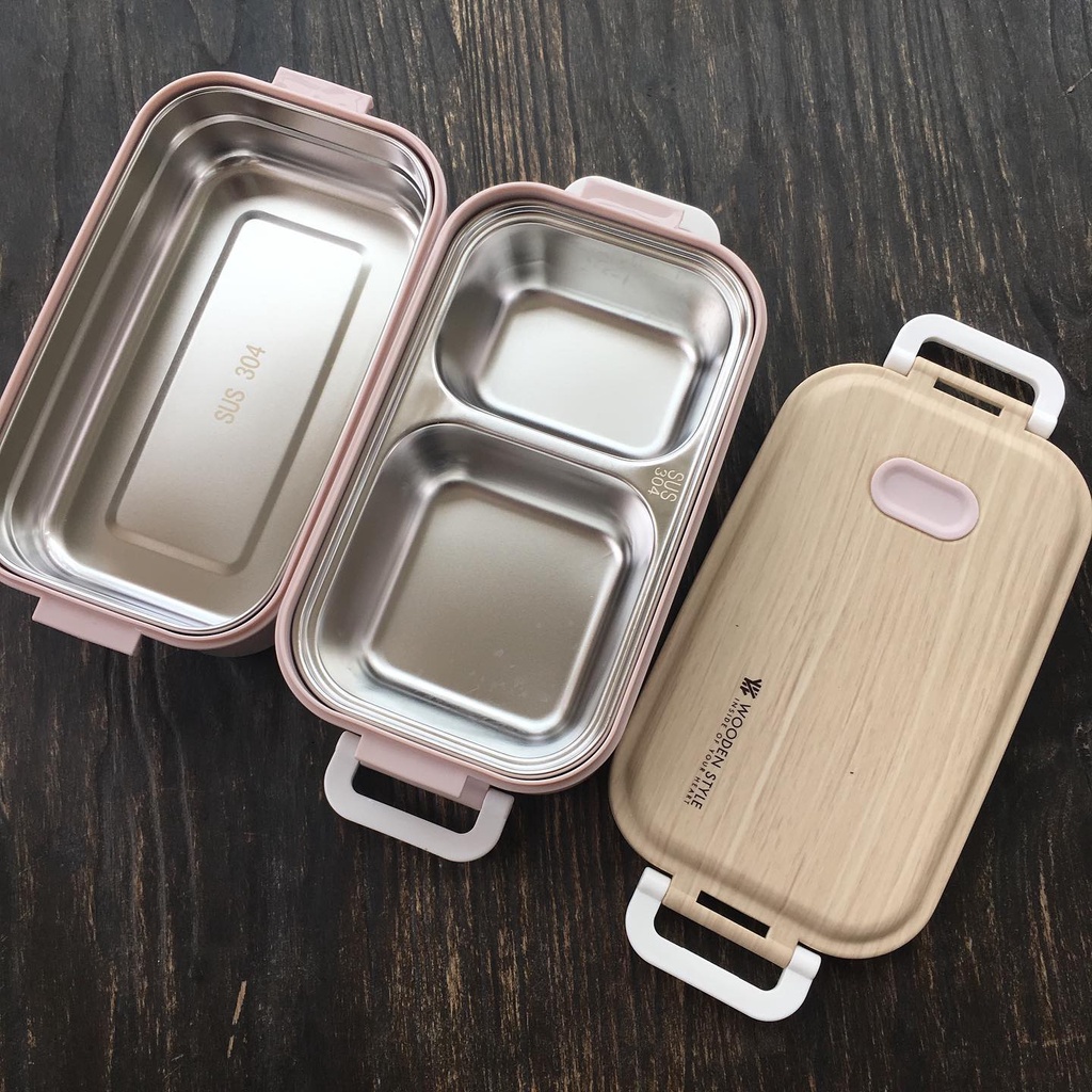 Hộp Đựng Cơm Mang Đi 2 Tầng 3 Ngăn Inox304 Dung Tích 1.6L