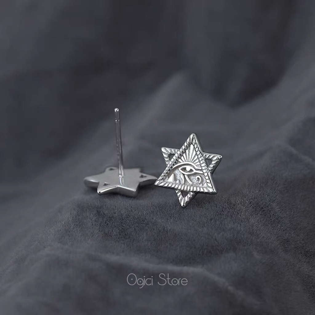 Bông tai , Khuyên tai nam nữ đinh tán hình học họa tiết Eye of Horus cá tính mạnh mẽ, Unisex, 1 chiếc