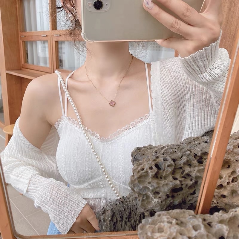 Áo bra hai dây ren có mút ngực thích hợp cho mặc áo dài hoặc đi biển vào ngày hè [Hàng có sẵn]