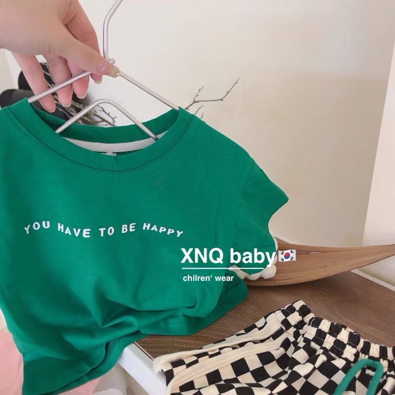 Set Áo Thun Ngắn Tay Form Rộng Và Quần Short Họa Tiết Ca Rô Thời Trang Dành Cho Nữ